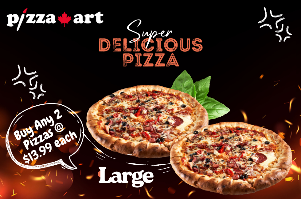 Any 2-Large Regular Pizza (Veg or Non-Veg.)